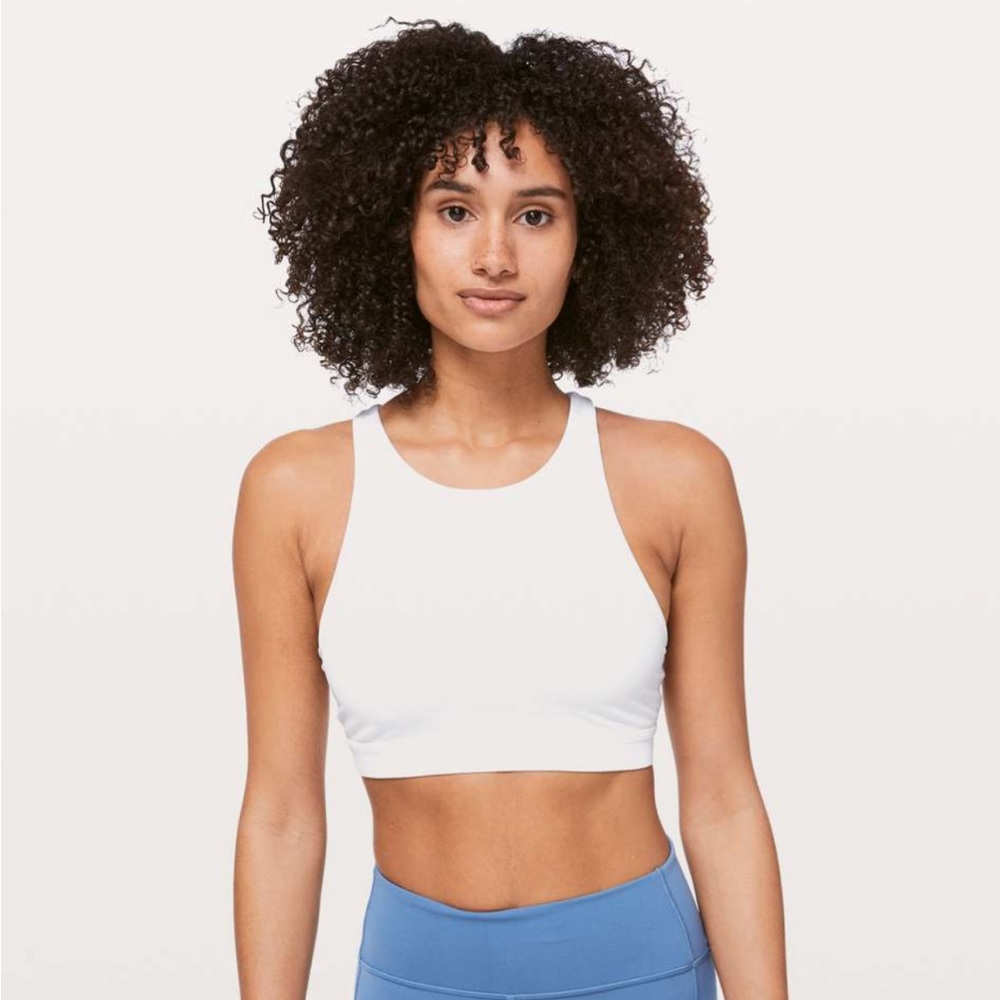 Lululemon White High Neck Energy Bra, Size 8